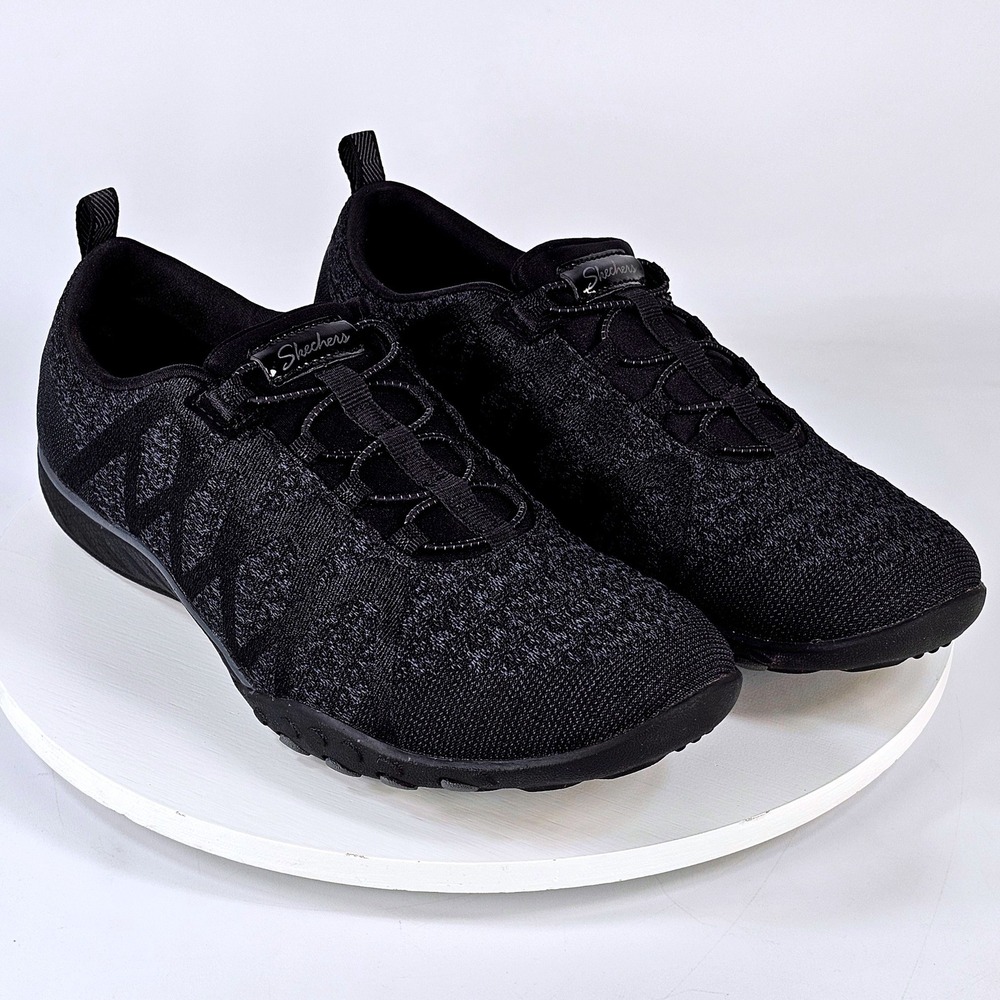 Skechers Microburst 2.0 Be Nice Black Knit Slip On Sneakers Womens 9